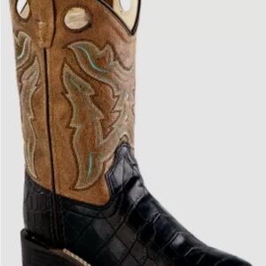 Old West Kids Cowboy Boots - Black and Brown